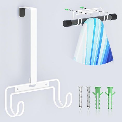 Accroche Table a Repasser, Support Fer a Repasser Montage Mural, Support Planche a Repasser avec Crochets Amovibles, Convient pour Le Linge, Blanc (1/5)