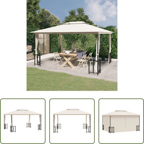 Pavillon mit Seitenwänden - Pavillon mit Seitenwänden & Doppeldach 3x4 m Creme (1/5)