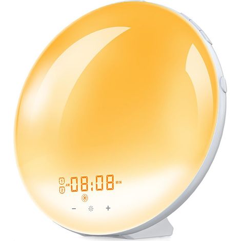 Réveil Matin, Réveil Lumineux avec Simulation De Lever De Soleil, Radio FM, Deux Alarmes et Répétition De Réveil, Machine à Bruits Blancs pour Les Gros Dormeurs (1/5)