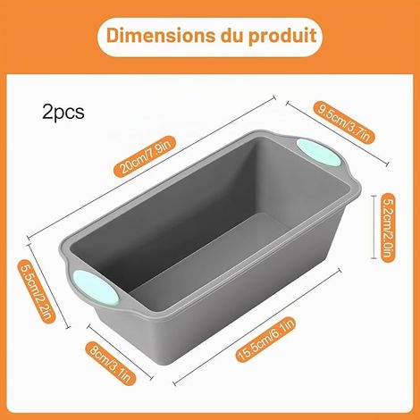 Silicone Loaf Moulds, 20 x 9.5 x 5.5 cm, Grey (1/4)