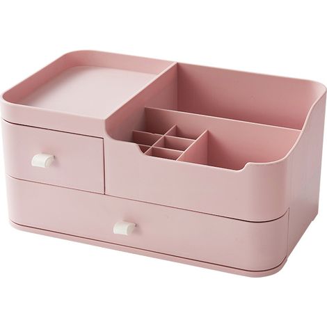 CCYKXA Rosa Make-up-Aufbewahrungsbox, Organizer-Schublade: Für Badezimmer für Kosmetikpaletten – Make-up-Organizer, Acryl-Lippenstift- und Hautpflege-Parfüm-Aufbewahrung