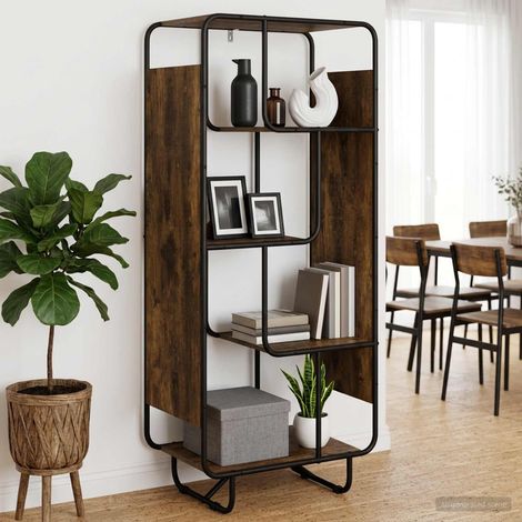 vidaXL Buffet haut Chêne fumé 60 x 37,5 x 144 cm Bois d'ingénierie (1/5)