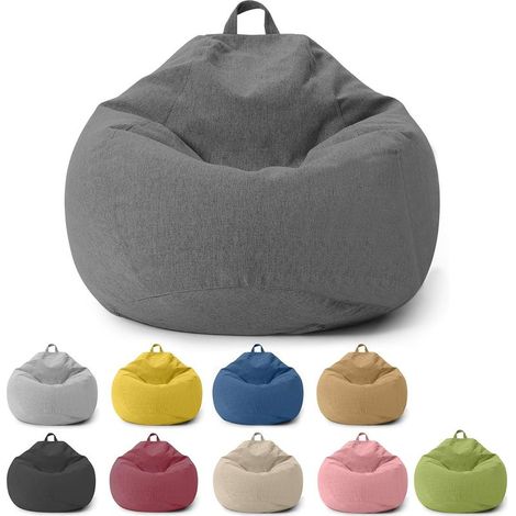 Pouf pour enfants et adultes - Housse uniquement (sans rembourrage) - Pouf pour chambre à coucher, bureau, salon, terrasse (gris foncé) (1/5)