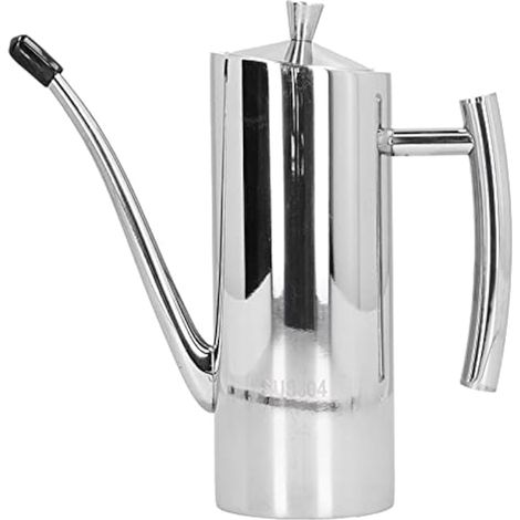 Huileuse en acier inoxydable 304, grand modèle, polie miroir, anti-gouttes, niveau d'huile visible, vinaigre, huile alimentaire, vinaigrette, thé. (1/5)