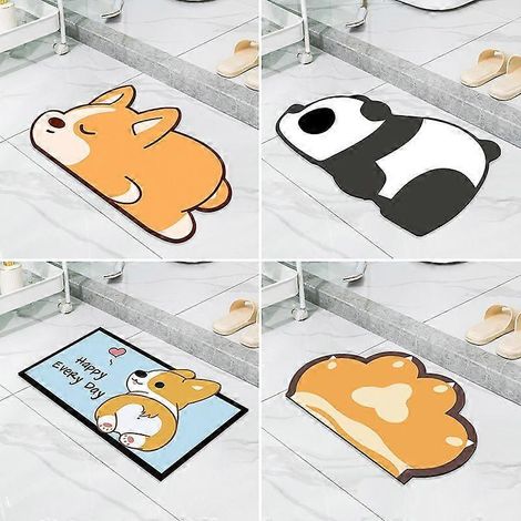 Ultraweiche, saugfähige und rutschfeste Duschmatte, maschinenwaschbar, mit Cartoon-Motiv, ideal für Tür, Küche, Bad, Waschküche oder Schlafzimmer (DD502), 60 x 90 cm (1/4)
