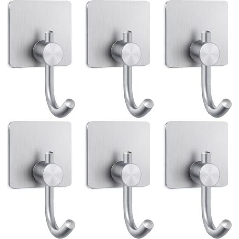Badezimmer-Handtuchhaken, Edelstahl, selbstklebender Kleiderhaken, 6 Stück, silber (1/5)