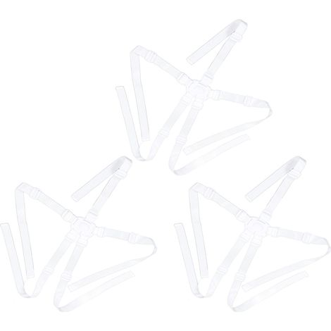 Set mit 3 Fünfpunkt-Sicherheitsgurten für Hochstühle, Ersatzteile, kindersichere, verstellbare Schnallen, Gurte für Baby- und Kleinkind-Esszimmerstühle, weiß. (1/5)