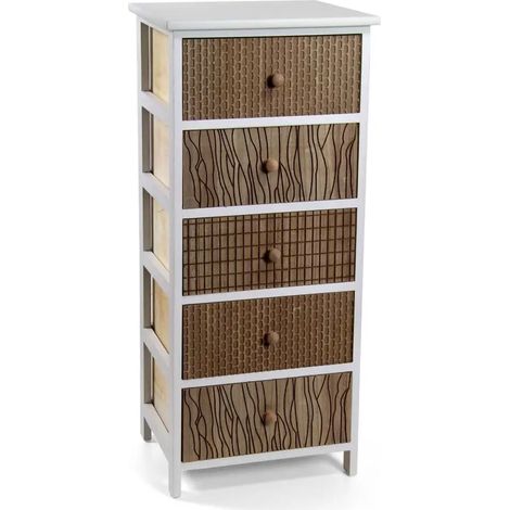 Cassettiera in legno 5 cassetti 40x29x90 cm