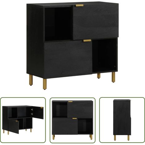 vidaXL Buffet noir 80x33x75 cm bois d'ingénierie (1/5)
