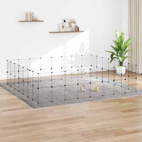 vidaXL 60-Panel Pet Cage with Door Black 280x245x70 cm Steel (1/5)