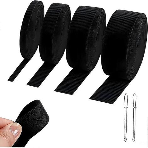 Hochelastische, weiße Gummibandrollen zum Nähen, 1 mm dick, 1,5/2,5/3,5/5 cm breit, 5,1 m lang/Rolle, 2 Clips A (1/5)