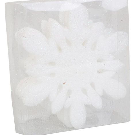 Set di 6 ciondoli a forma di fiocco di neve in schiuma iridescente, 11 cm, in scatola di PVC. (1/2)