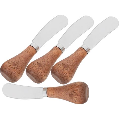 Ensemble ergonomique de 4 pièces en acier inoxydable comprenant un tartineur à beurre et un coupe-fromage, pour couper et servir. (1/5)