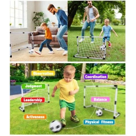Lot de 2 Buts Pliables, Cage de Football, Dimensions 92x61x48cm, Pour Enfants (1/4)