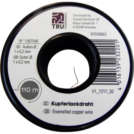 TRU COMPONENTS Kupferlackdraht Außen-Durchmesser (inkl. Isolierlack)=0.40 mm   35 m