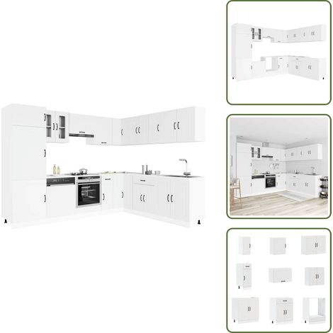 vidaXL 14-tlg. Küchenschrank-Set Kalmar Weiß Holzwerkstoff (1/5)