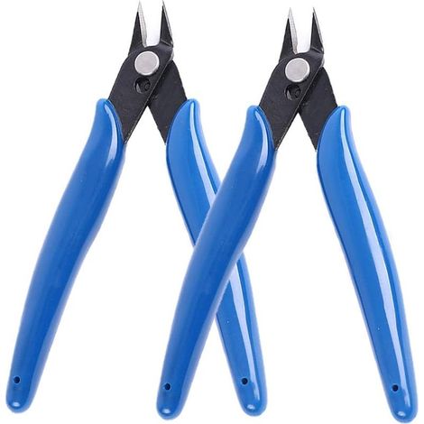 2pcs Precision Electrical Wire Cutter, Copper Plastic Side Scissors, Diagonal Pliers, DIY Jewelry Coil Making Tool (1/5)