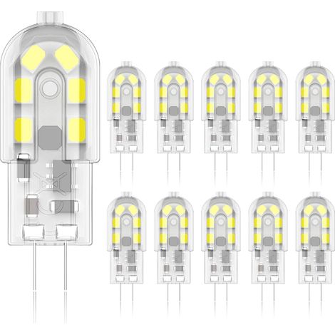 G4 2 W LED light bulb, equivalent to 20 W halogen lamps, cool white 6000 K, 200 lm, 12 x SMD, 12 V AC/DC, 10 pieces [energy class A+] (1/5)