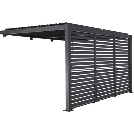 sweeek - Wand Pergola Palace 3x4m mit Lamellendach + 3 Lamellenwände 130cm (1/5)