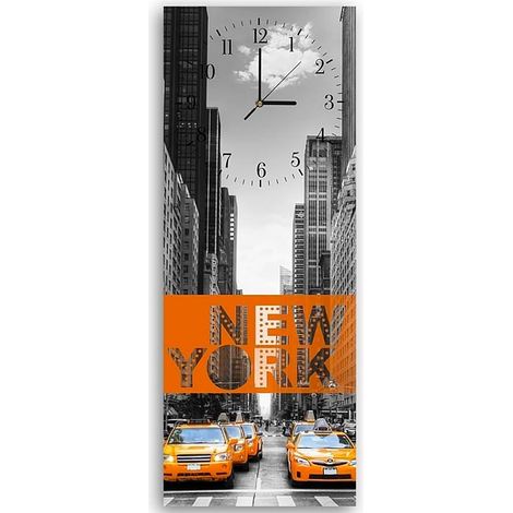 Horloge Murale Design Citadin Taxis de New York - 25 x 65 cm