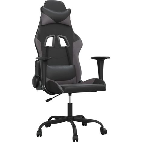 Chaise de jeu Chaise de Gaming de massage Noir et gris Similicuir (1/5)