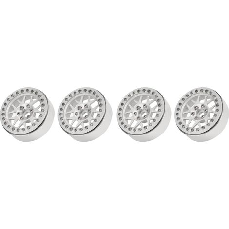 Jante alliage aluminium 2,2 pouces pour voiture RC 1/10, roue à bille argentée pour modélisme. (1/5)