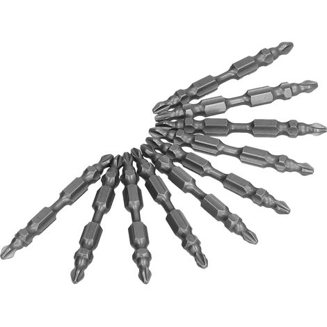 10-teiliges Schraubendreher-Bit-Set mit doppelseitigem Sechskantschaft, magnetischem Kreuz und Metallschaft (1/5)