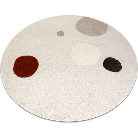 DUNE 8087 Teppich Kreis creme / Terrakotta – Geometrisch, Kreise, Struktur beige rund 120 cm