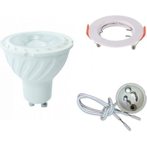 Samsung Kit V-TAC Faretto LED GU10 6,5W 3000K + Portalampada + Portafaretto foro 60mm - 192 - 6640 - 3423