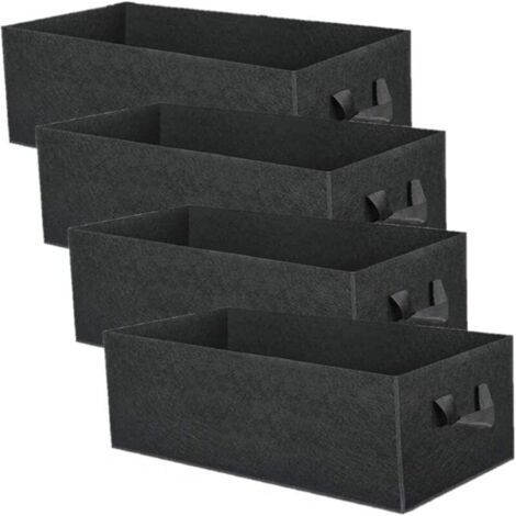 4Pcs 8 Gallon Plant Grow Bags, Rectangular, Breathable Thickened Heavy Duty Non-Woven Fabric Root Aeration Garden Pot Container with Strap Handles (1/4)