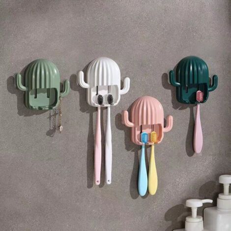 4 Pieces Wall Mounted Plastic Toothbrush Holder (1/3)
