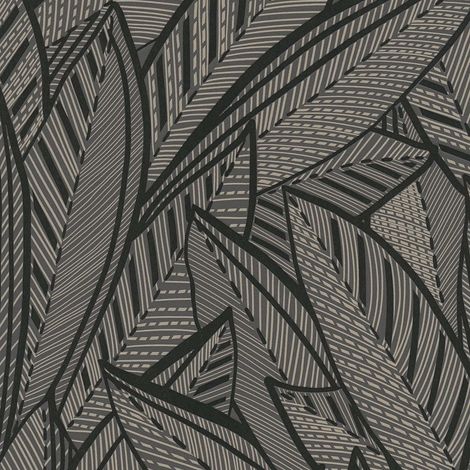 Tapisserie feuille abstraite, noir et blanc, tête de lit, cuisine, salon, 399334 (1/4)