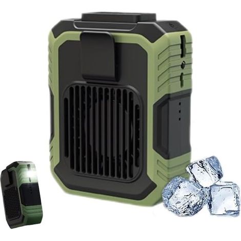 Climatiseur Portable Rechargeable avec Lampe LED, Ventilateur de Ceinture pour Chantier(Vert) (1/5)