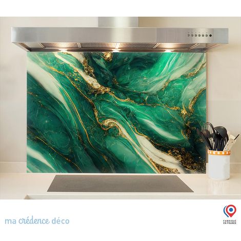 Fond de hotte : Marbre doré 6 - Verre trempé - 90 cm - 60 cm (1/5)