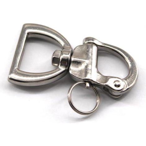 Lot de 2 mousquetons pivotants à dégagement rapide en acier inoxydable 304 pour voile, yacht, sangle tricotée, 77 mm (1/5)