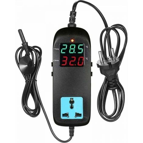 Thermostat de chaudière,Thermostat électronique Contrôleur de Température à Affichage Numérique à LED avec Prise (1/5)