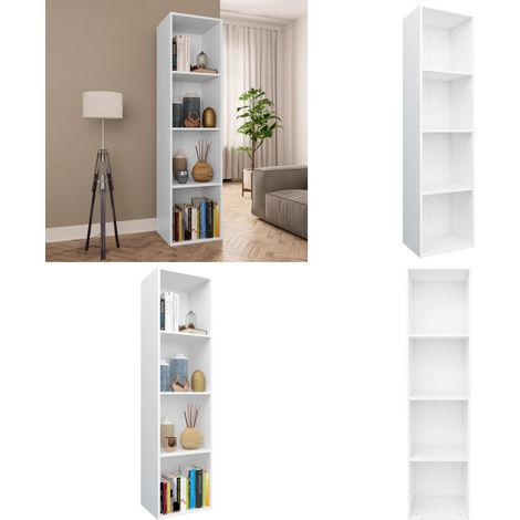 Bibliothèque/Meuble TV Blanc 36x30x143 cm Bois d'ingénierie - Bibliothèque Blanche - Bibliothèque Moderne - Étagère Murale - Rangement Intérieur - Meubles Tv - Home & Living (1/5)