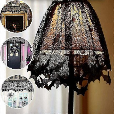 Abat-jour en dentelle d'Halloween avec toile d'araignée noire pour lampe et décorations de fête, 60 (1/5)