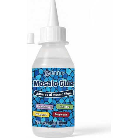 100ml Colle Mosaique, Transparent Étanche Résistant à l'humidité Adhésif pour Mosaïque, Convient au Verre, à la Céramique, au Bois, Pour une Utilisation en Intérieur Comme en Extérieur (1/5)