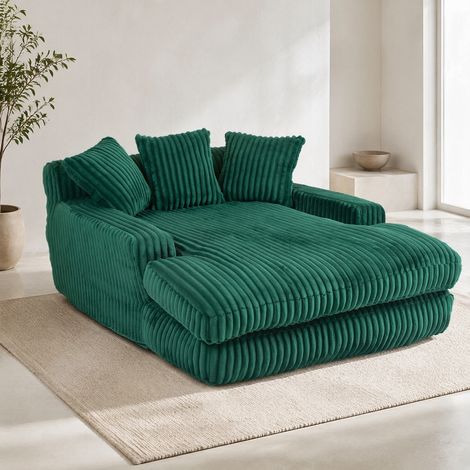 Chaiselongue Sofa aus Cord mit 3 Kissen 125x155x63 cm OKMYHOME (1/5)