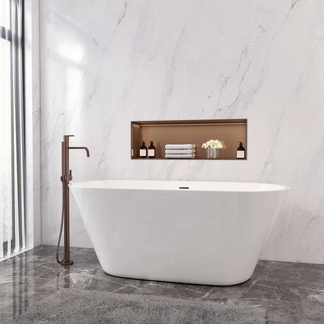 Aica Modern Designer Bathroom Freestanding Double Ended Bath Bathtub 1500x700mm (1/5)