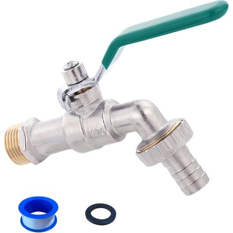 Robinet de jardin 1/2" anti-gel pour maison, jardin, industriel, Lave-linge et évier de jardin en laiton antigel, robinet d'eau froide simple,vert (1/5)