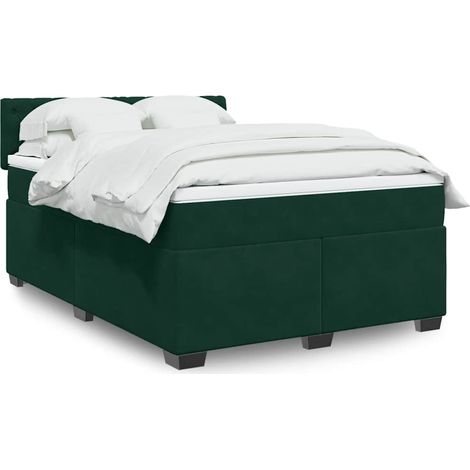 Boxspringbett mit Matratze Dunkelgrün 160x200 cm Samt