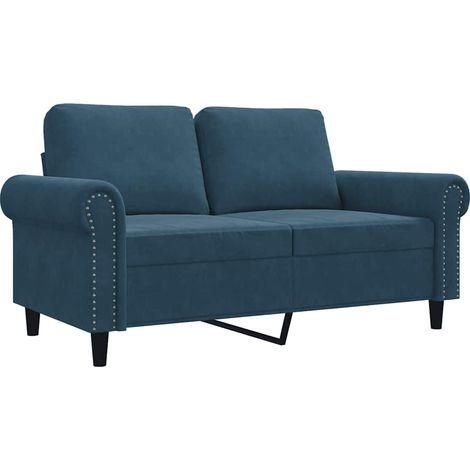 Canapé Sofa à 2 places Bleu 120 cm Velours (1/5)