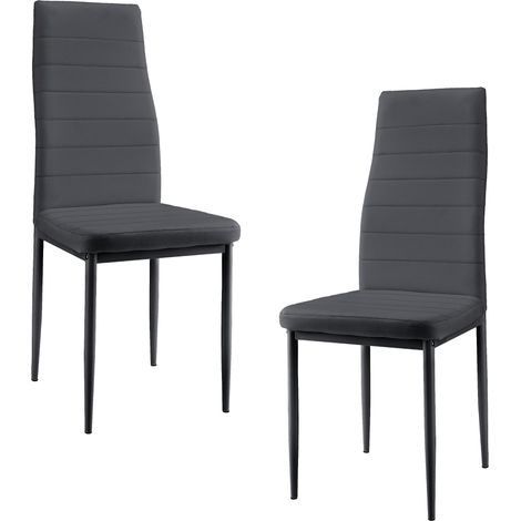 Set 2 sedie sala da pranzo impilabili seduta sintetica 96 cm grigio scuro 030005743