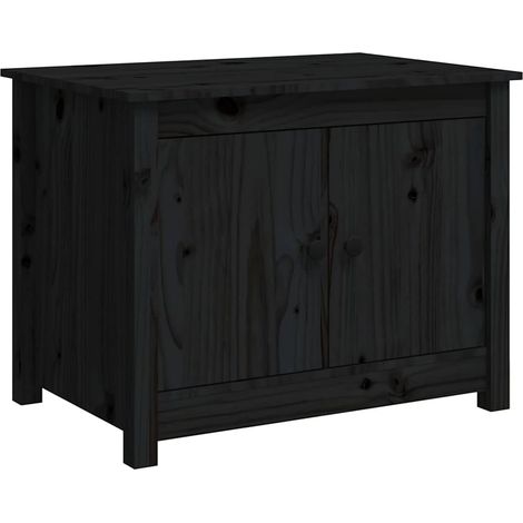 Maison Exclusive - Tavolino da Salotto Nero 71x49x55cm in Legno Massello di Pino (1/5)