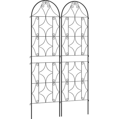 Support pour plantes grimpantes avec motif lot de 2 treillis de jardin pour vigne fleurs légumes métal 50 x 180 cm noir