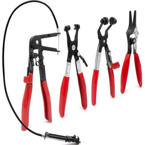 A set of 4 automotive hose clamp pliers for removing and installing hose clamps. (1/4)