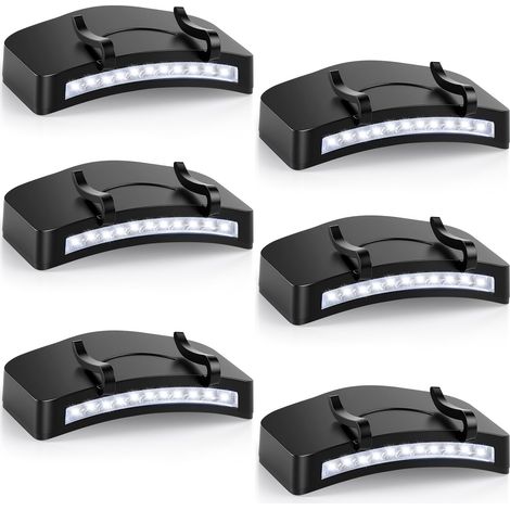 Lot de 6 lampes à clip pour chapeau, 11 LED à clipser, étanche IPX5, lampe de poche mains libres pour la course, le travail, le vélo, le camping (piles AAA non incluses) (1/5)