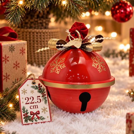 Campana in Metallo 22.5 cm Rosso Decorazione di Natale Natalizio Esterno Interno (1/5)